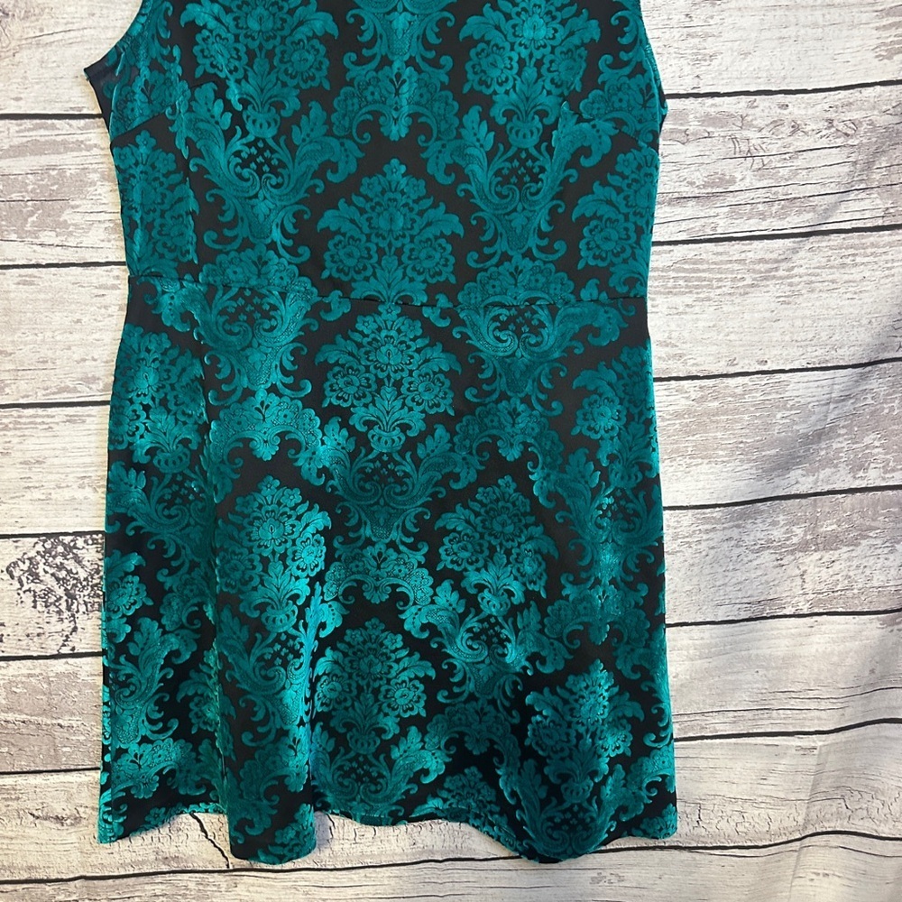 New York & Company Teal Black Damask Sleeveless Dress Size XL - Picture 6 of 6